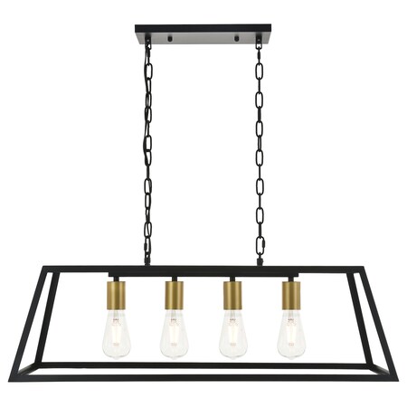 Resolute 4 Light Brass And Black Pendant